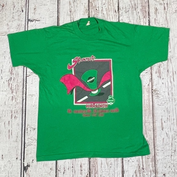Vintage Shamrock Run St Patrick's Day Irish Screen Stars Single Stitch 80s tee - Picture 1 of 8